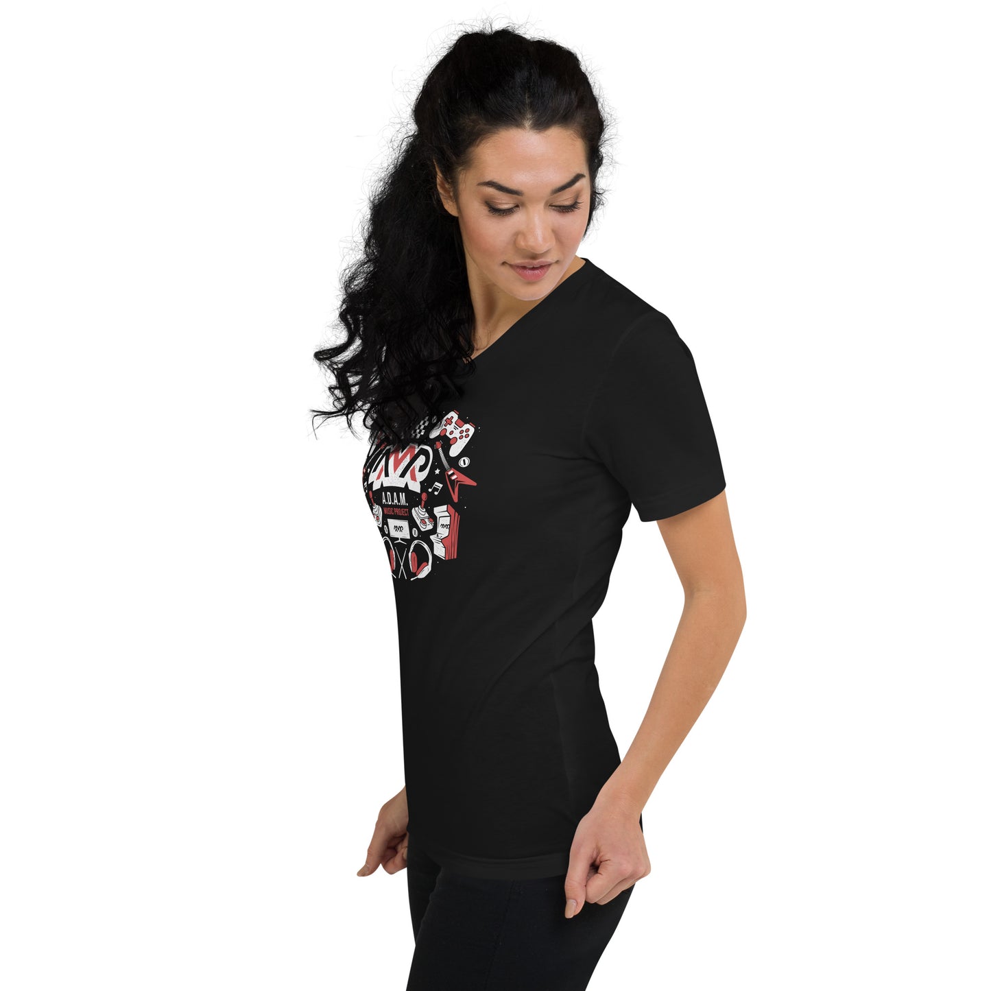 Women's V-Neck - Where Music Meets Gaming - AMP