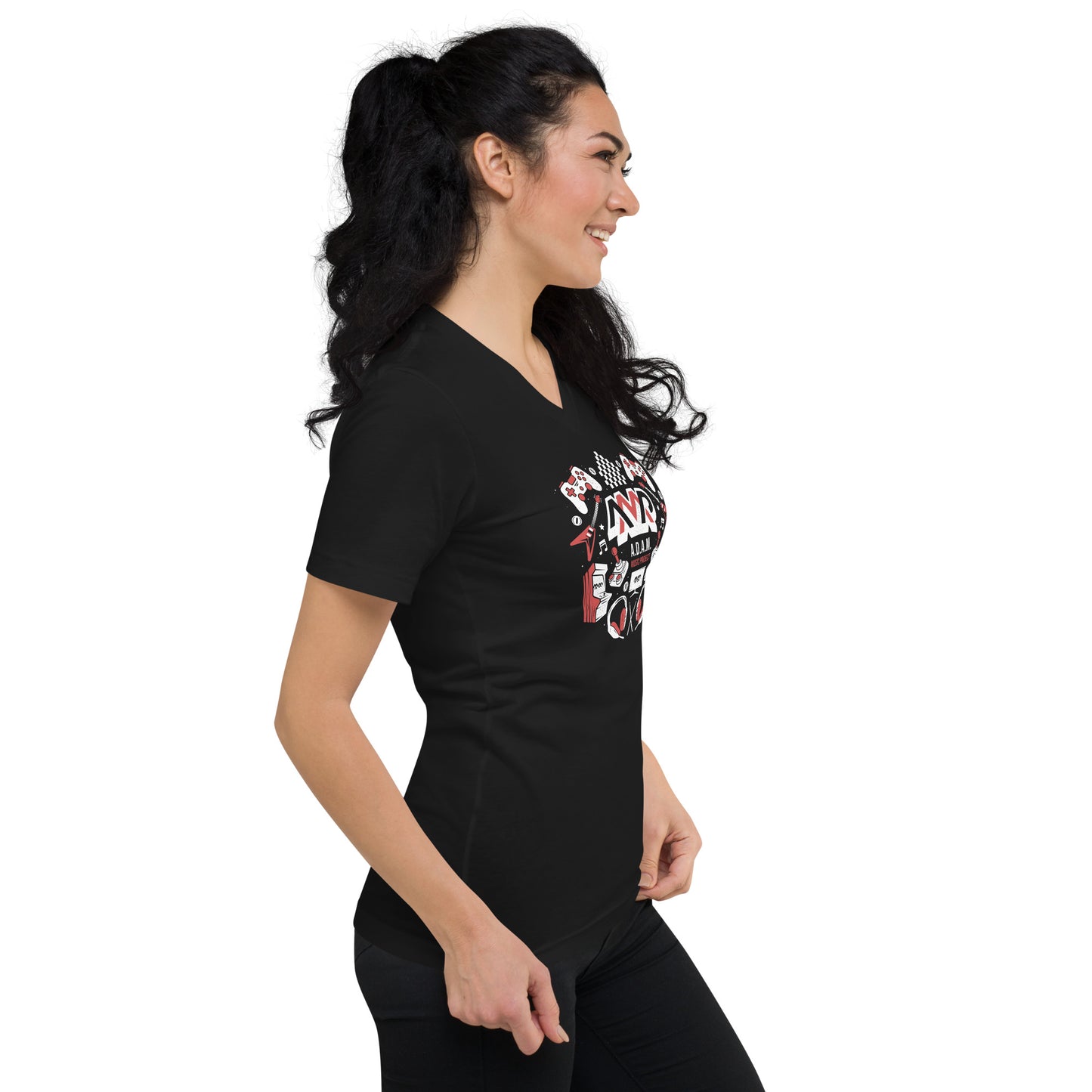 Women's V-Neck - Where Music Meets Gaming - AMP